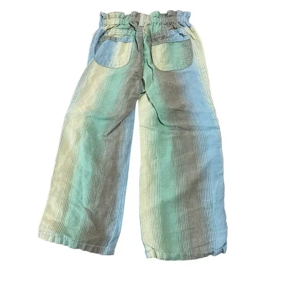 Baby Gap 2007 Cottagecore Size 3T Pastel Blue Lime Green Striped Pants Vibrant - Picture 2 of 4